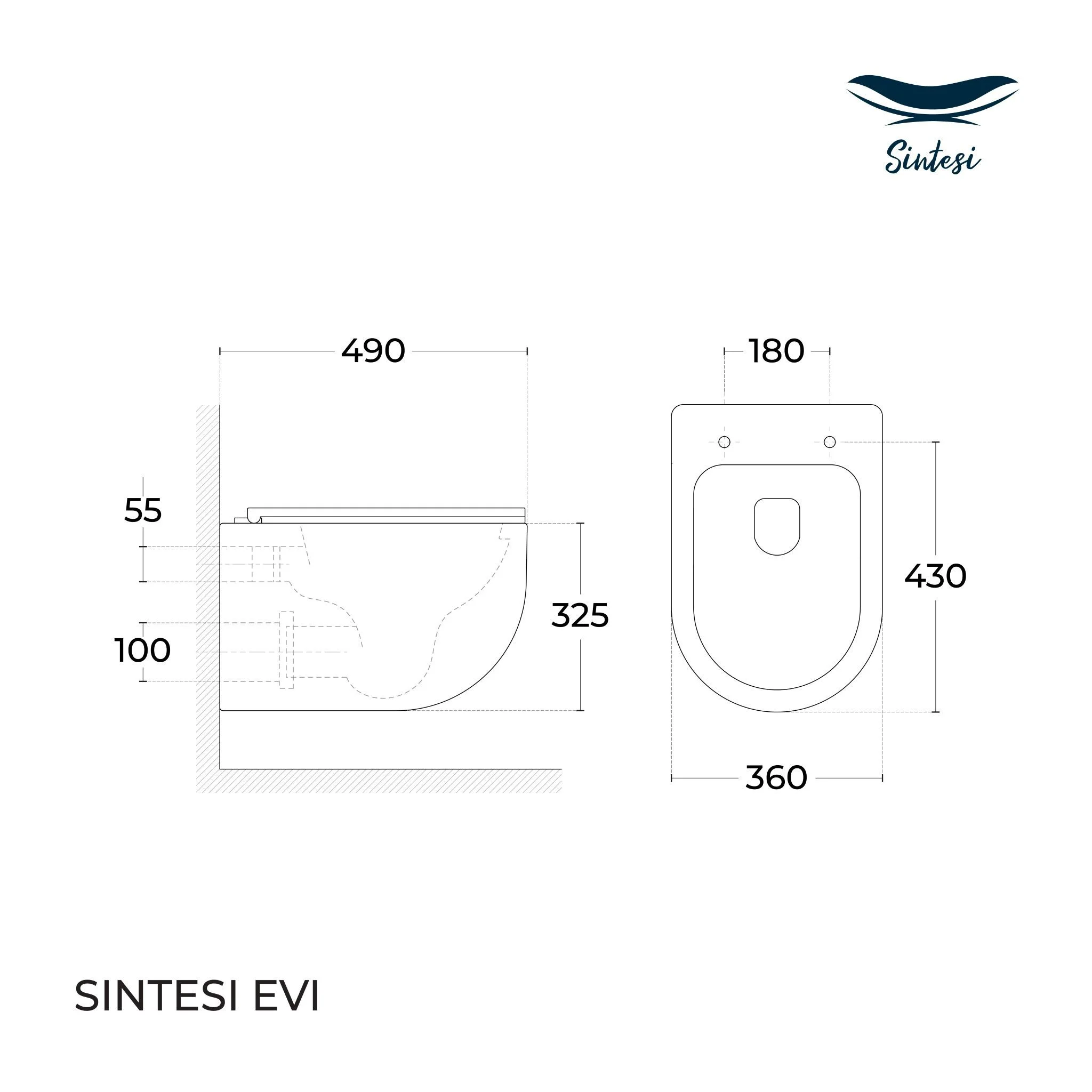 Приобрести sintesi подвесной безободковый унитаз evi с крышкой-сиденьем дюрапласт, микролифт