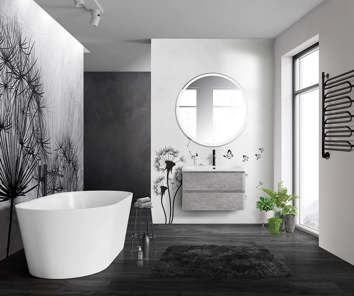 Приобрести belbagno тумба с раковиной albano 90 см, подвесная cemento verona grigio, белая раковина