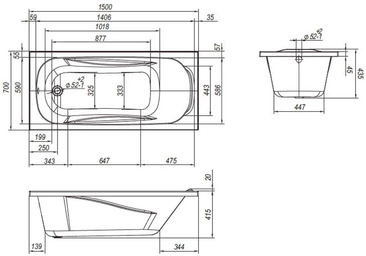 Приобрести loranto ванна акриловая, пристенная arctica 150х70 см, белая (cs00036341)