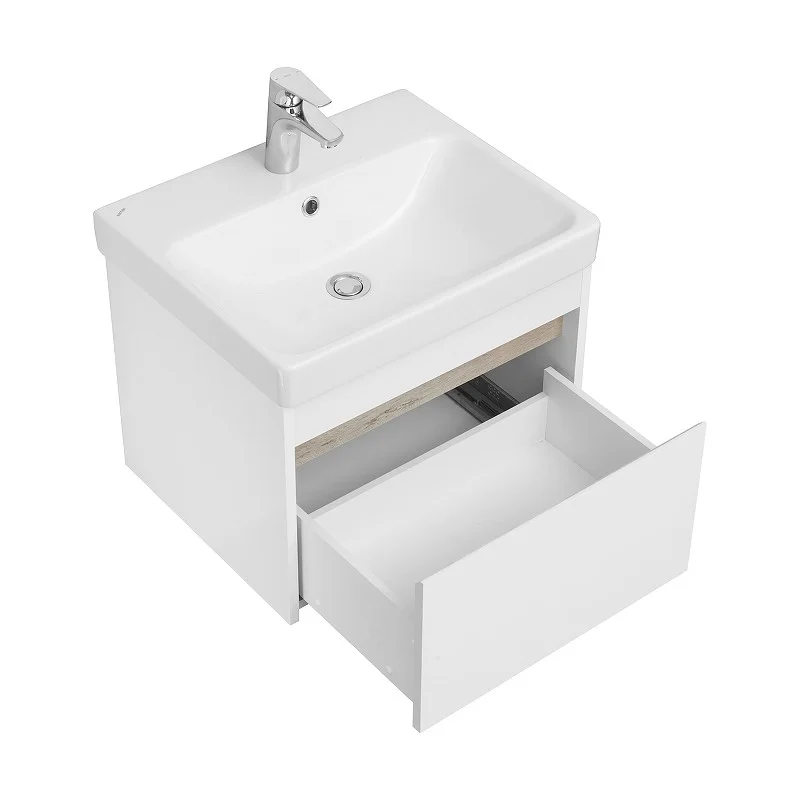 Приобрести тумба подвесная с раковиной акватон марти 55 белый/дуб эндгрейн