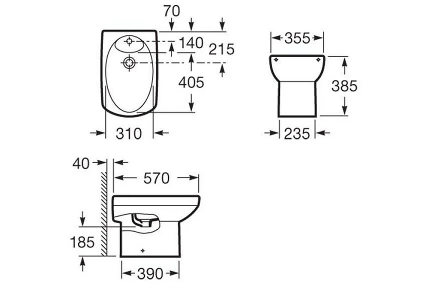 Приобрести биде напольное roca dama senso 57см 7.3575.1.400.0