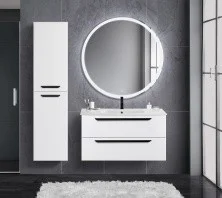Cezares Тумба подвесная с раковиной ECO-CER 80 см Bianco Opaco, белая матовая ECO-CER-800-2C-SO-BO