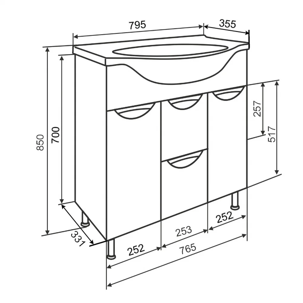Приобрести aqua de marco тумба напольная с раковиной eleganse 80 см, белый\хром 2080cele