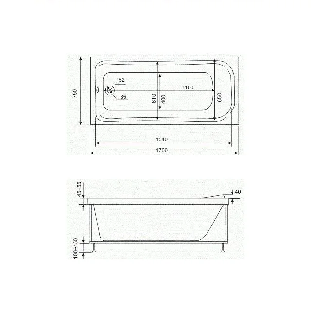 Приобрести торцевая панель для ванны bas мальта 750