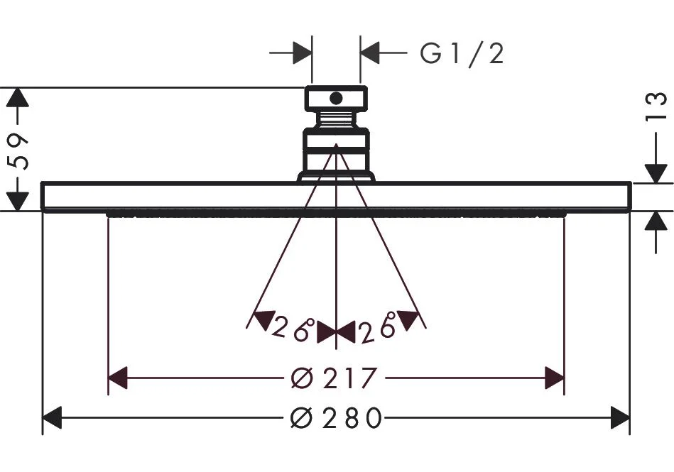 Приобрести 26220000 верхний душ croma 280 air 1jet