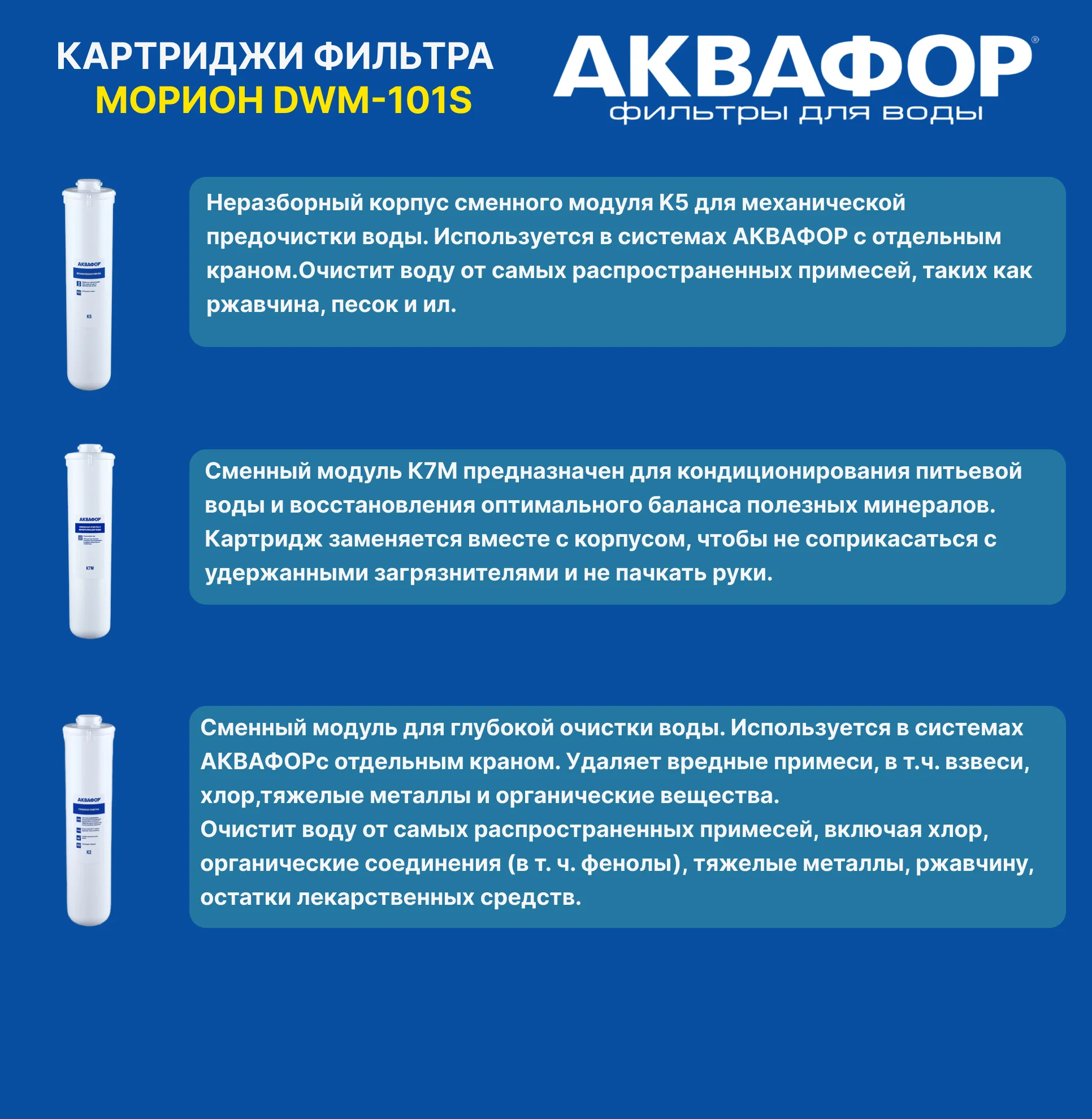 Приобрести аквафор комплект фильтров для воды к5-к2-к7м, 28696