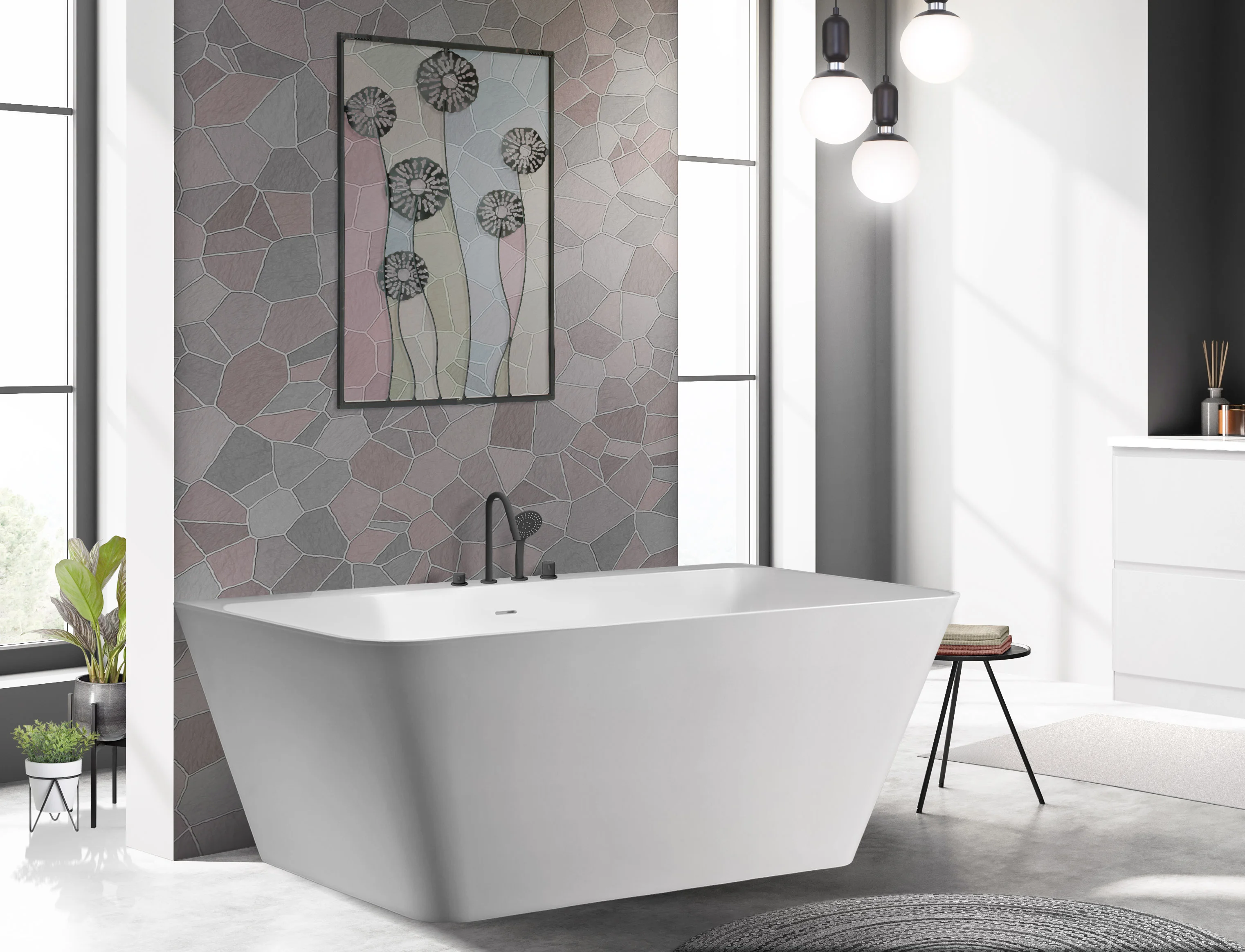 Приобрести cezares пристенная ванна solid surface 170х80 см, белая czr-liner-170-80-60-ssb