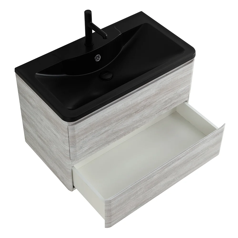 Приобрести belbagno тумба с раковиной albano 80 см, подвесная rovere vintage bianco, чёрная раковина