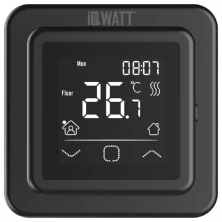 IQWATT Программируемый терморегулятор SMART HEAT BLACK с сенсорным дисплеем