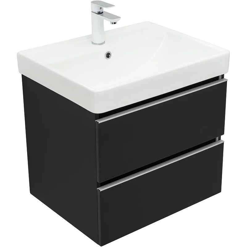 Приобрести aquanet тумба с раковиной вега 60 см, черный