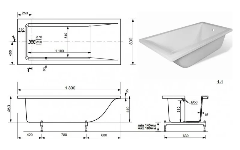 Приобрести aquanet ванна из искусственного камня bright stone 180х80 см, белая