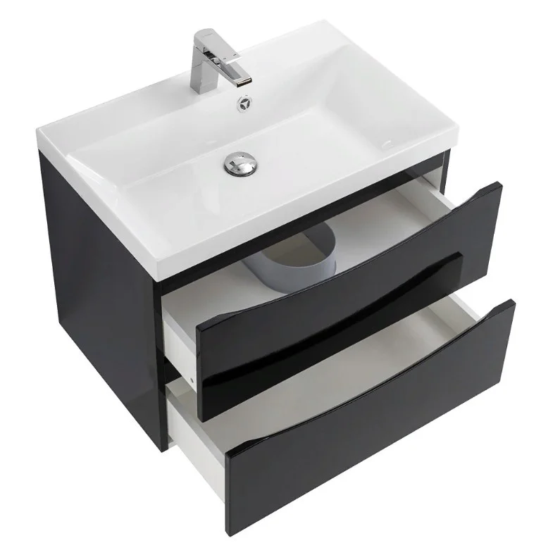 Приобрести тумба подвесная с раковиной belbagno marino-600-2c-so-nl-p 60 см, nero lucido