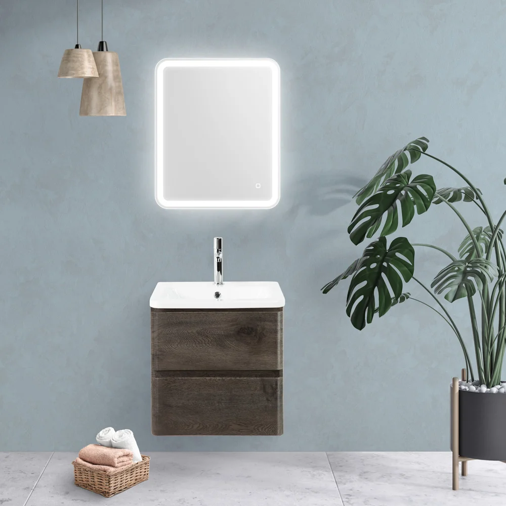 Приобрести belbagno тумба с раковиной albano-cer 50 см, подвесная rovere nature grigio, белая раковина