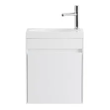 BelBagno Тумба с раковиной PIETRA MINI 46 см, подвесная с дверью 46-L Bianco Lucido, белая раковина