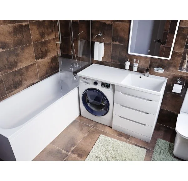 Приобрести mirsant тумба напольная soho quadro 60 см с раковиной столешницей fly 120 см под стиральную машину, левая ут000051568