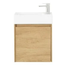 BelBagno Тумба с раковиной KRAFT MINI 50 см, подвесная Rovere Nebrasca Nature левосторонняя, белая раковина