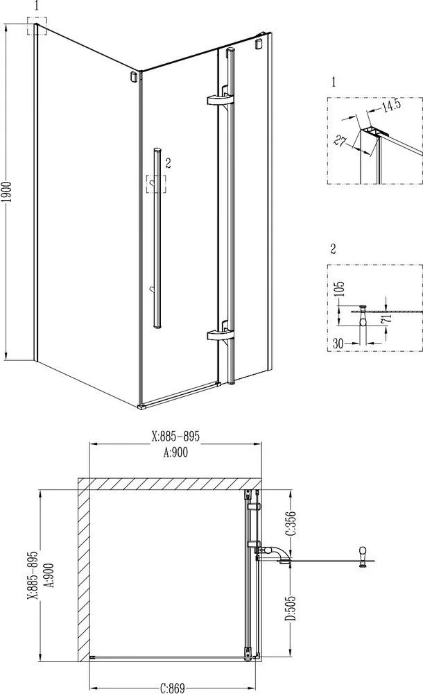 Приобрести grossman душевое ограждение style 90х90 см, квадратное, хром\ прозрачное gr-6090