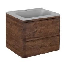 Vincea Тумба подвесная Vico 60 см, темное дерево с серой матовой раковиной VMC-2V600RW;VCB-2VP600G