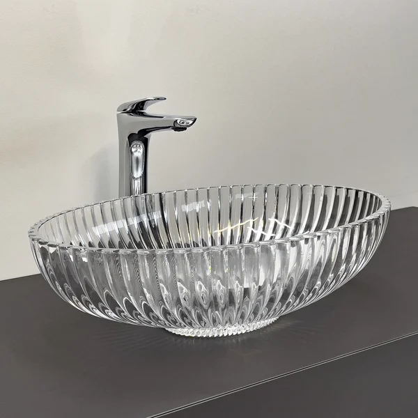 Приобрести comforty раковина накладная cf24001 50х35 см, стеклянная прозрачное стекло