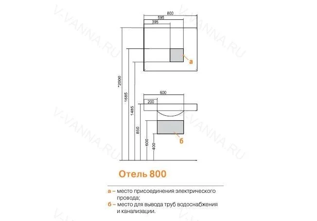 Приобрести раковина отель 80 см с навесами белая