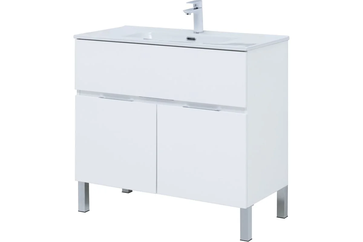 Приобрести aquanet тумба с раковиной алвита new 90 см, 1 ящик, 2 дверцы, белая матовая