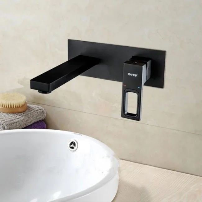 Приобрести gappo смеситель для раковины g1017-16, настенный, черный матовый 36005