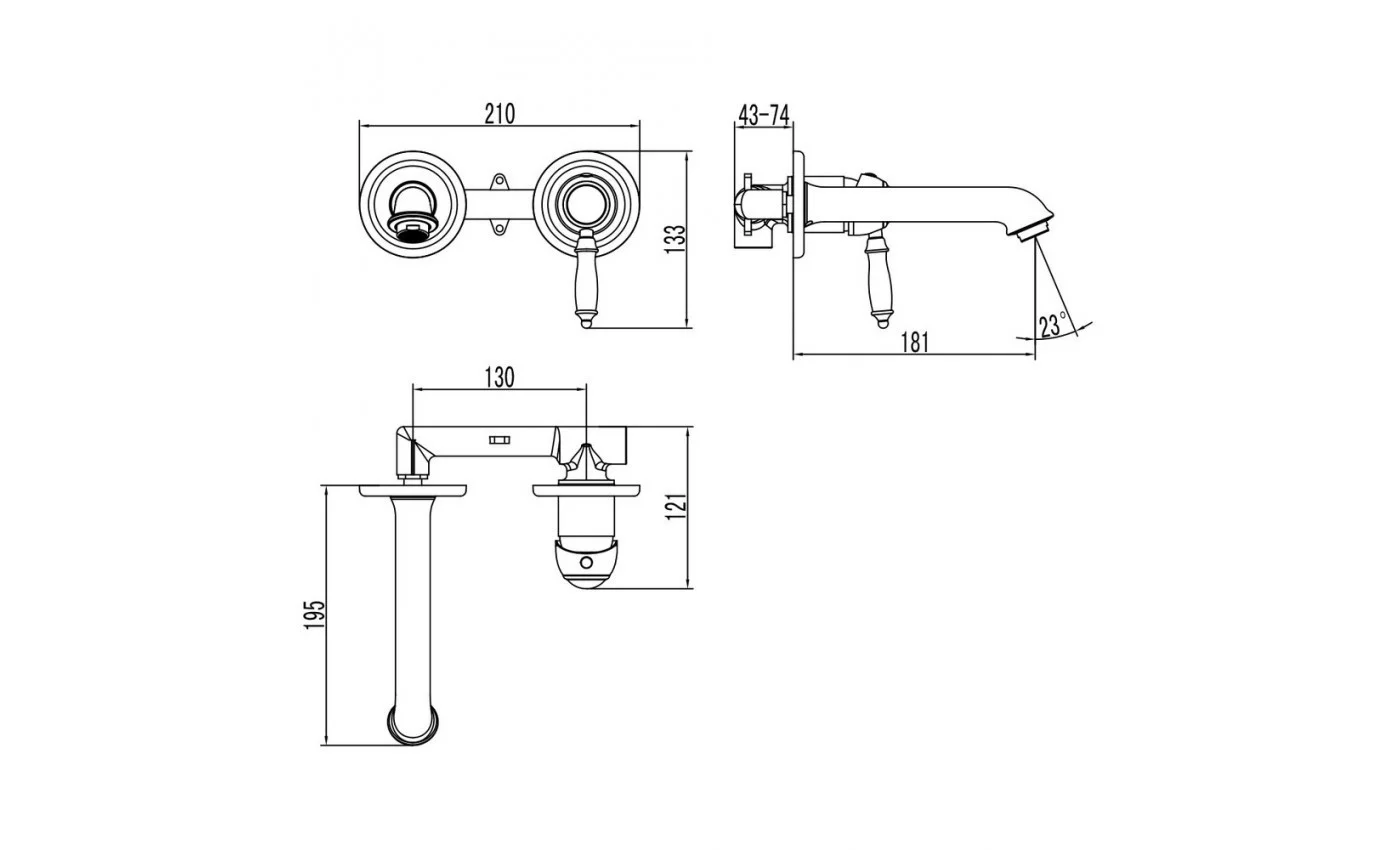 Приобрести lemark смеситель для раковины villa, скрытый монтаж, бронза lm4826b