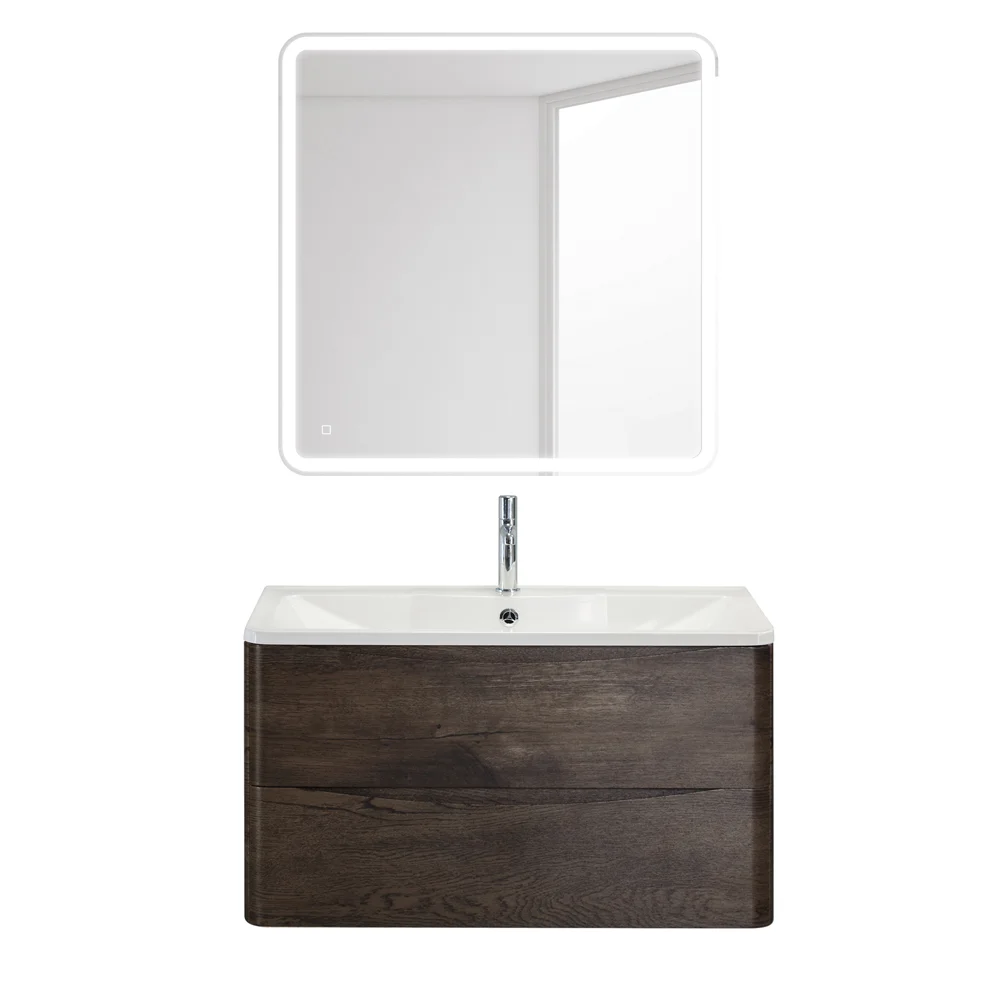 Приобрести belbagno тумба с раковиной acqua 80 см, подвесная rovere nature grigio, белая раковина