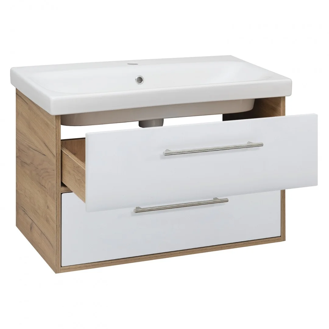 Приобрести aqua de marco тумба подвесная с раковиной melbourne 80 cм. дуб-белый