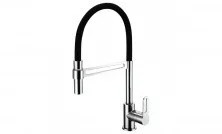 LEMARK Смеситель для кухни Soul с гибким изливом, черный\хром LM6006C