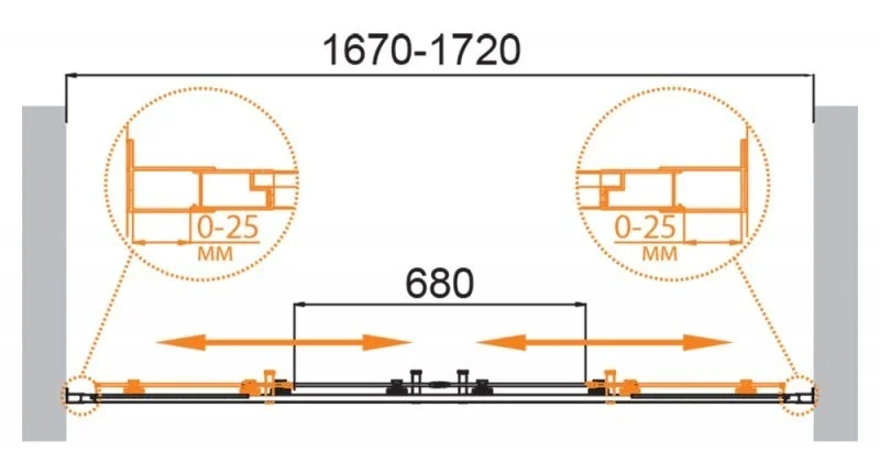 Приобрести cezares дверь душевая molveno-bf-2 170x195см molveno-bf-2-170-p-cr