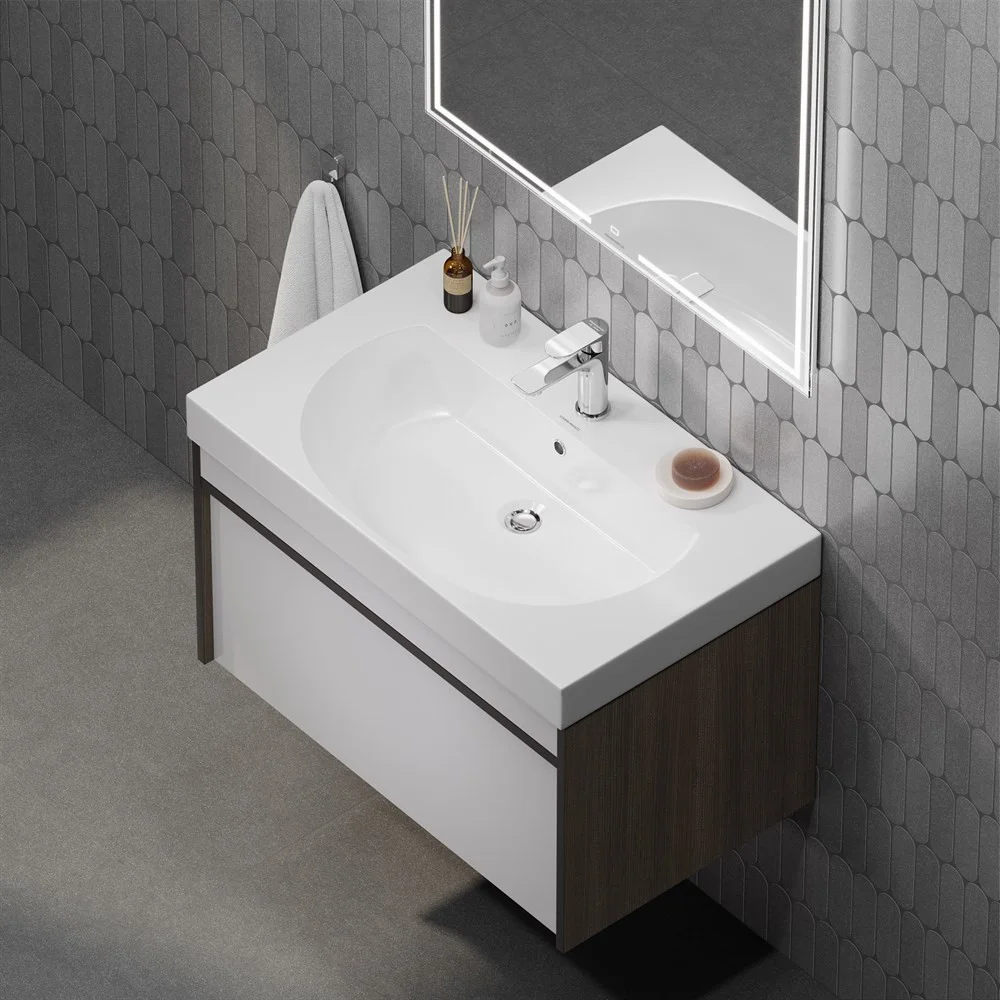 Приобрести kerama marazzi тумба подвесная с раковиной modula 80 см, арабика/белый mo.80.1+1\ar