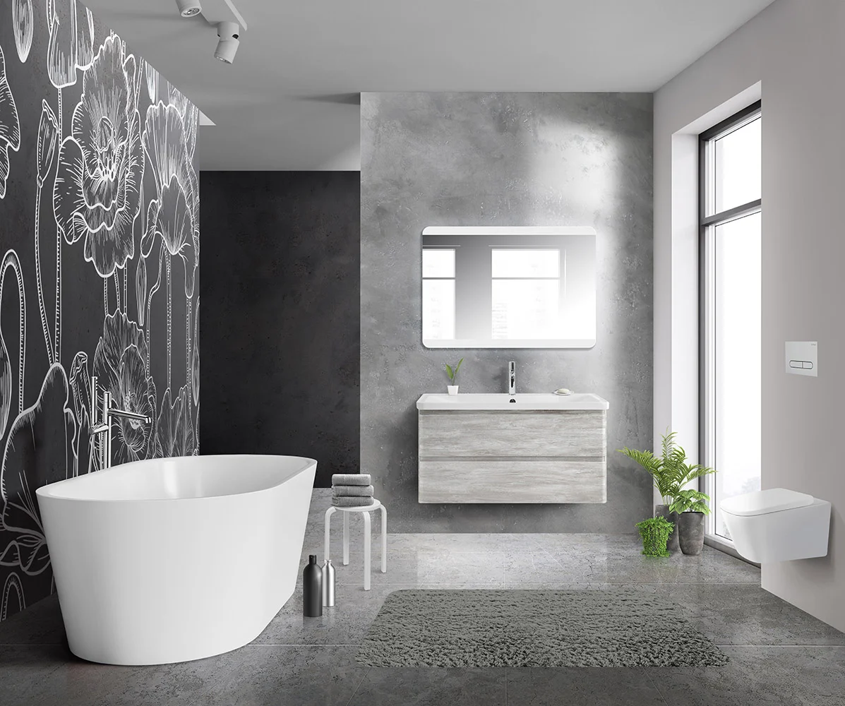 Приобрести belbagno тумба с раковиной albano 100 см, подвесная rovere vintage bianco, белая раковина