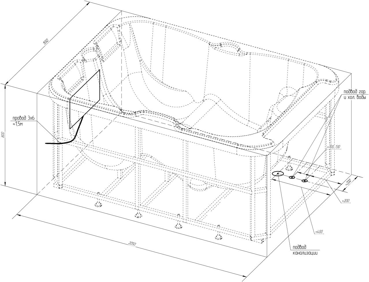 Приобрести бассейн radomir мишель 205х155