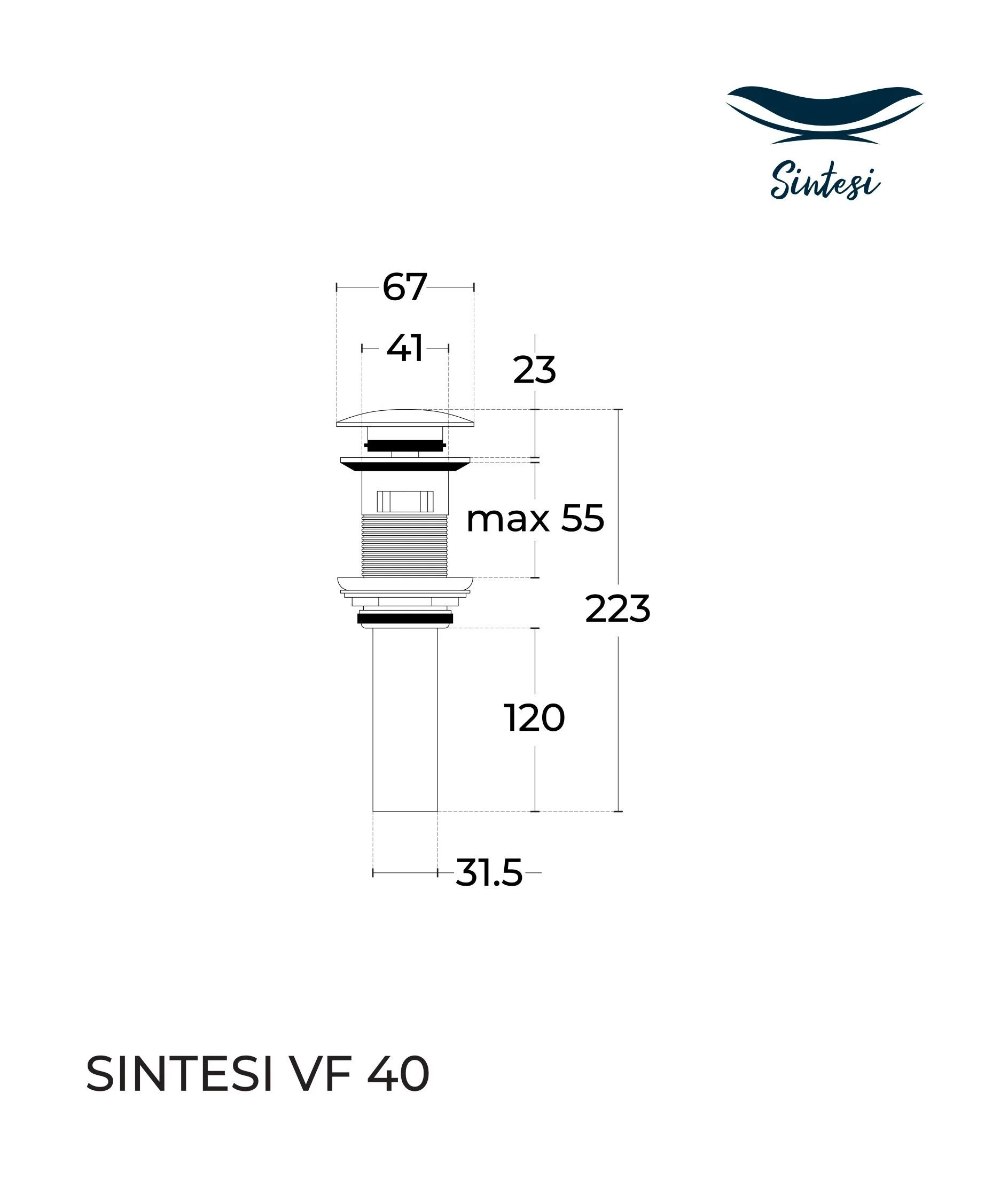 Приобрести sintesi донный клапан vf-40bm черный матовый, без перелива