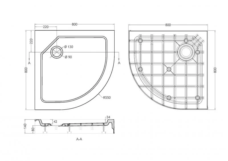 Приобрести cezares поддон из стеклокомпозита tray 80х80см tray-smc-r-80-550-150-w