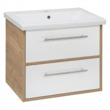 AQUA DE MARCO Тумба подвесная с раковиной Melbourne 60 cм. дуб-белый