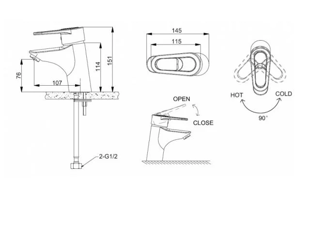 Приобрести смеситель для раковины bravat loop f1124182cp-rus