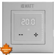 IQWATT Электронный терморегулятор IQ THERMOSTAT D серебристый металлик , Ж\К экран