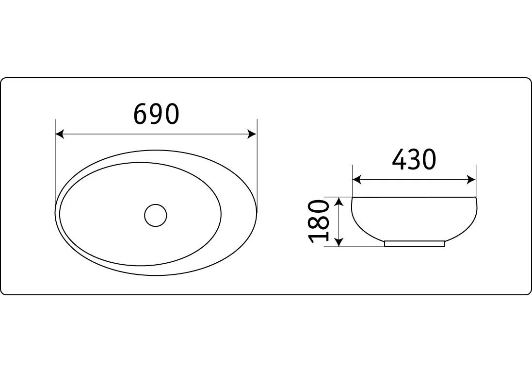 Приобрести раковина-чаша ceramalux 70 см 78456, чёрный