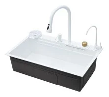 Savol Кухонная мойка 75х45 см, нержавеющая сталь, белая S-SC003-W