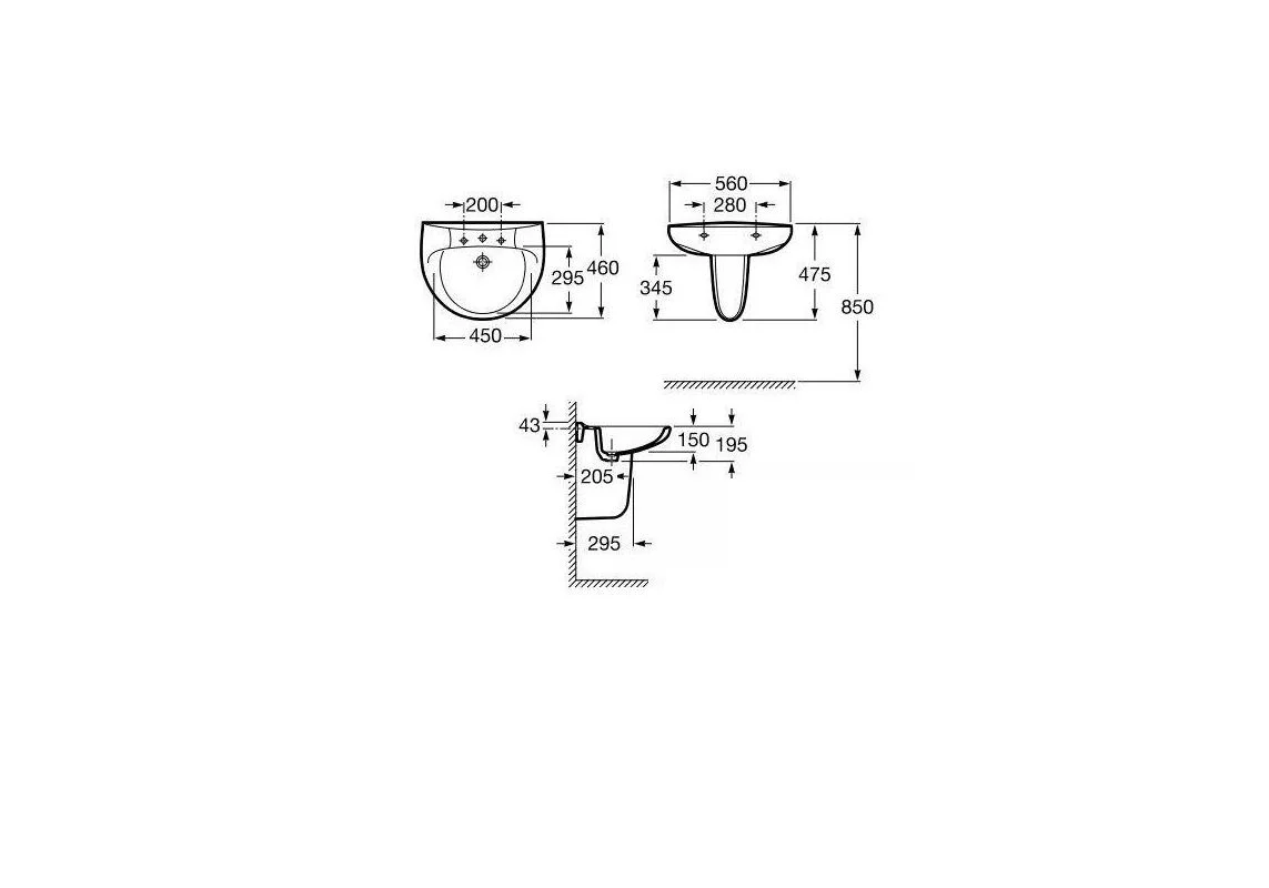 Приобрести раковина подвесная roca victoria 56 см 7.3273.9.300.y