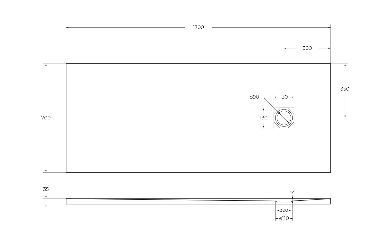 Приобрести belbagno душевой поддон 170х70 см, искусственный мрамор, сифонuno tray-mr-uno-ah-170/70-35-w-cr