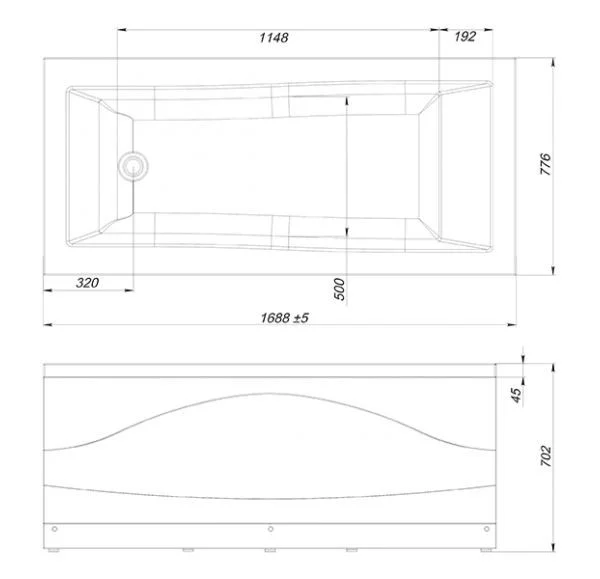 Приобрести акриловая ванна sole quadro 170x78