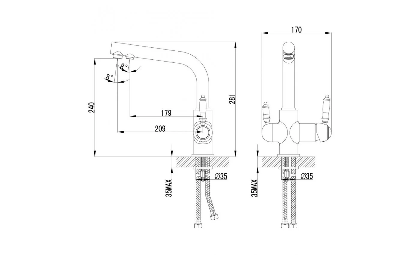 Приобрести lemark смеситель для кухни villa с поворотным изливом, бронза lm4861b