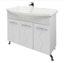 Mirsant Тумба напольная Сандра 100\3 100 см с раковиной Эльбрус 100, белая УТ000046028