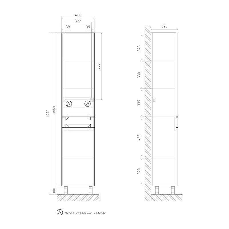 Приобрести equil пенал напольный corner 40 см, белый pncrnr40-06