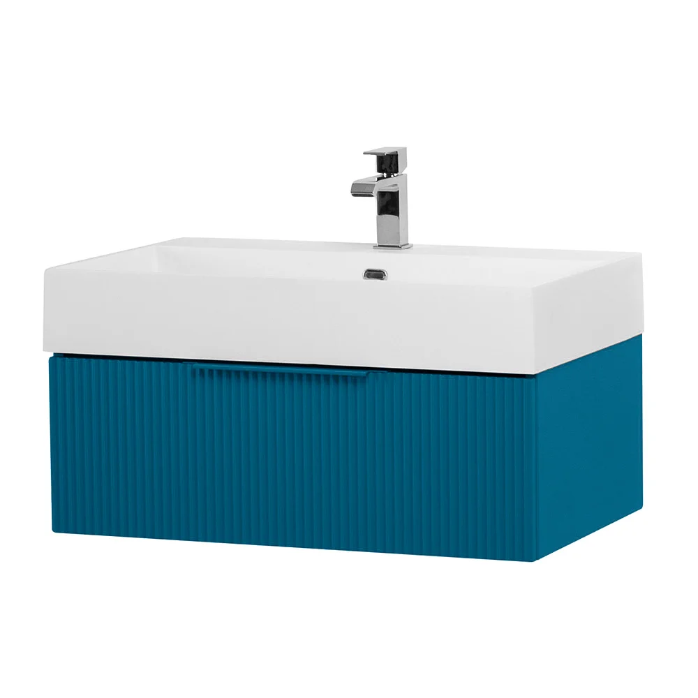 Приобрести cezares тумба подвесная с раковиной premium 70 см plisse blu petrolio, голубая 55418