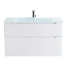 BelBagno Тумба с раковиной ETNA-H60 100 см, подвесная Bianco Lucido, стеклянная раковина