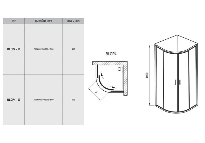 Приобрести ограждение душевое ravak blix blcp4 90 см 3b270c00z1 алюминий/прозрачное